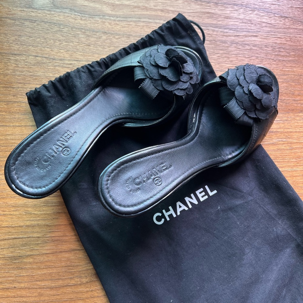 Chanel Camellia Open Toe Sandals